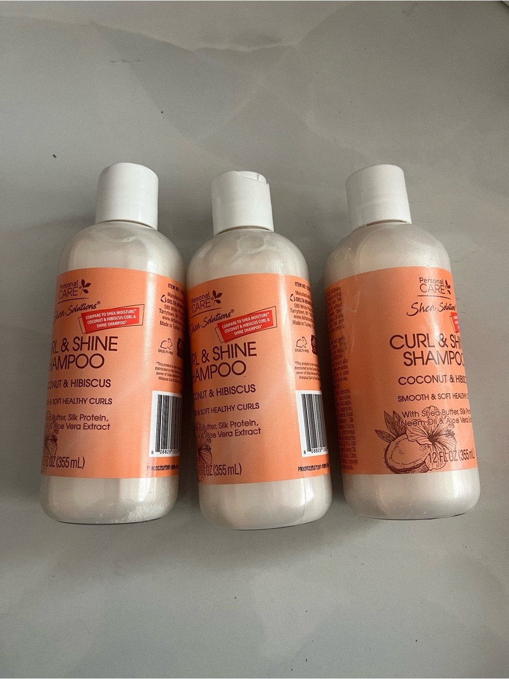 Persona Curl & Shine Shampoo Trio - Peach & White Bottles
